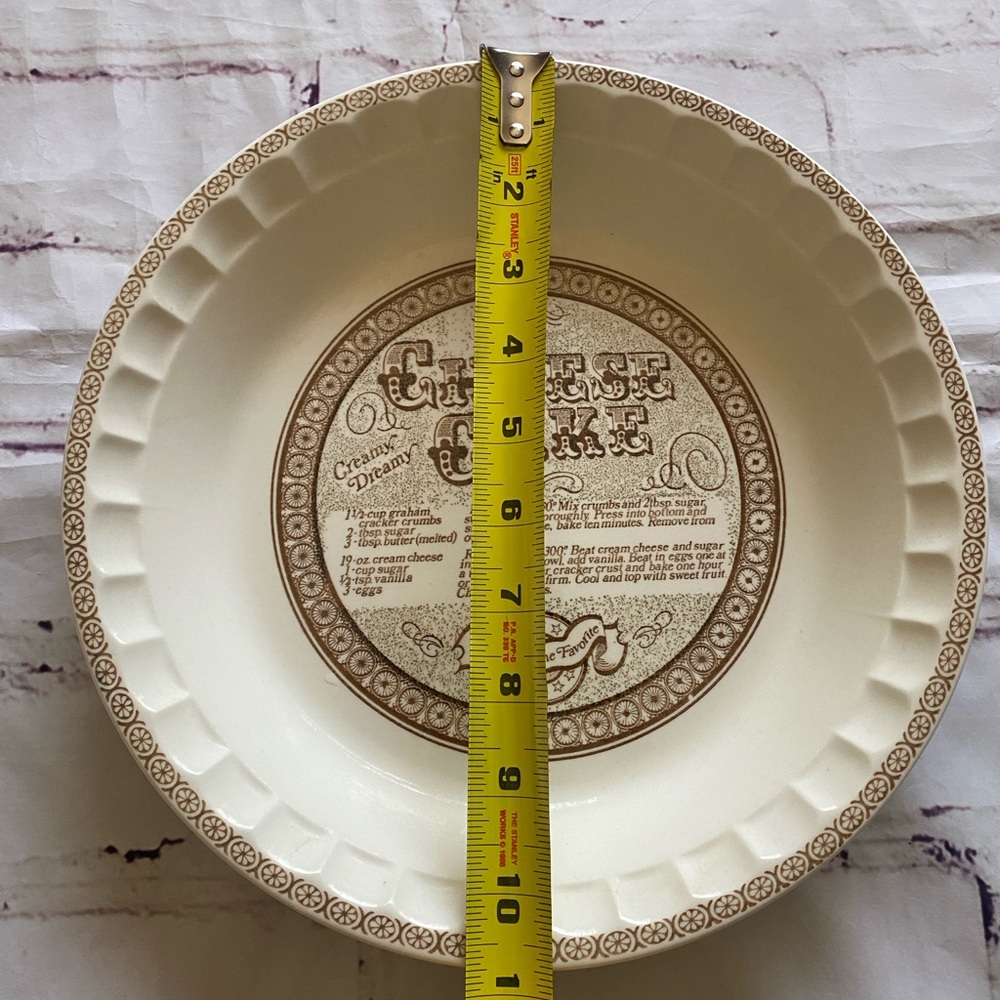 Vintage Country Harvest Pie Plates Set Cherry & Cheesecake Recipe Dishes 11” - Picture 6 of 15